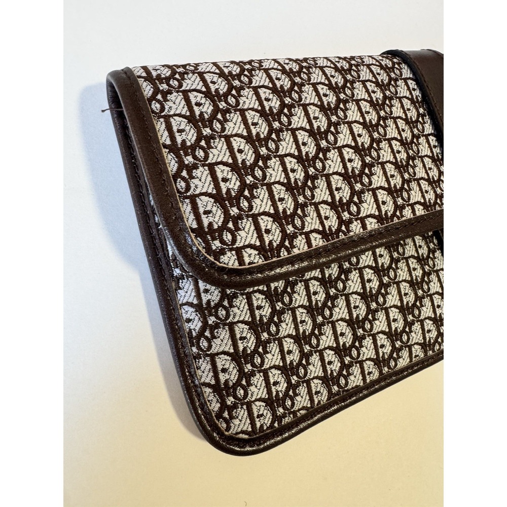 Vintage Christian Dior Clutch Wallet Trotter Monogram Gray Brown Leather - Picture 5 of 9